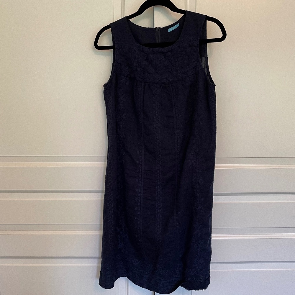J. McLaughlin Embroidered Dark Navy Blue Dress